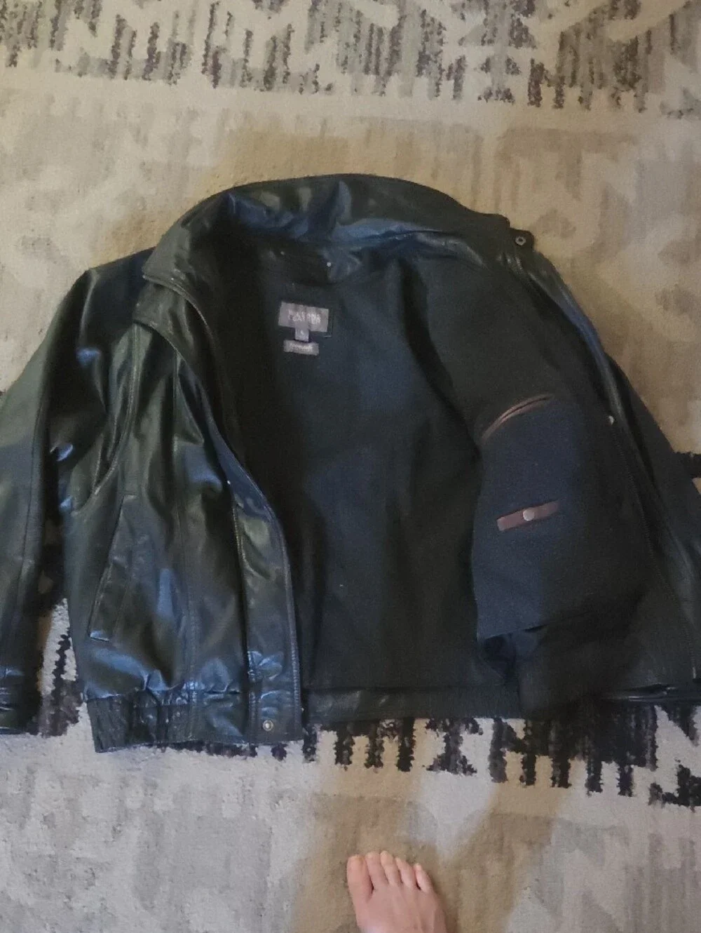 Black Genuine Leather Biker Style Jacket Removable Zip Liner -